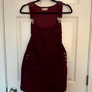 Maroon  Corduroy Jumper Dress